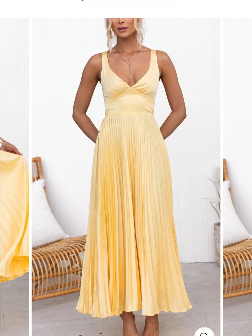 Sunshine V-Neck Pleated Maxi Dress